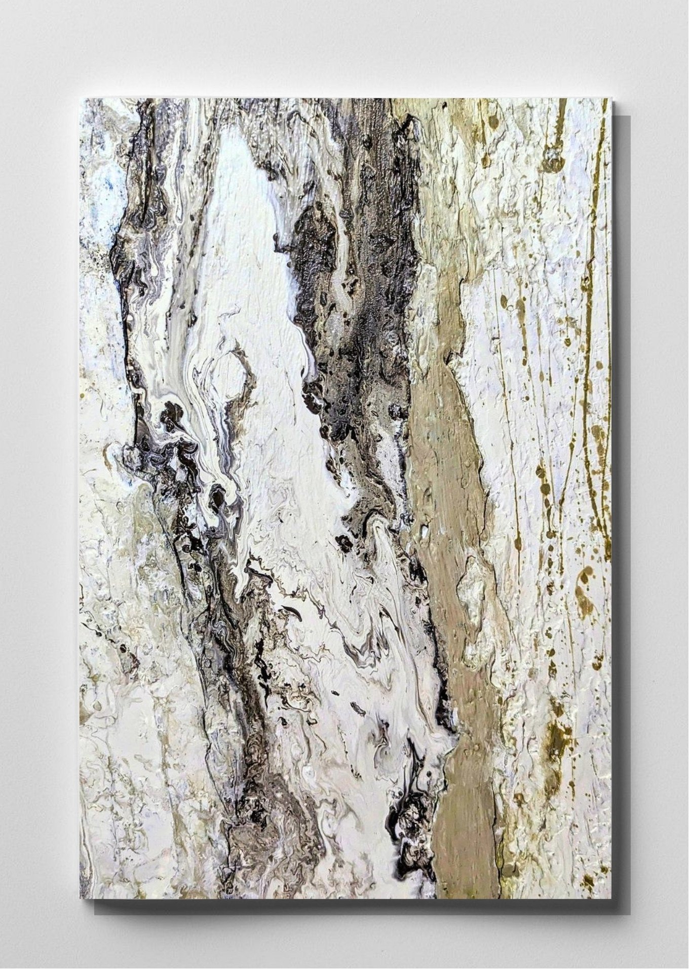 Rusto No. 004 hung on a white wall — texture painting by Cristina Luque